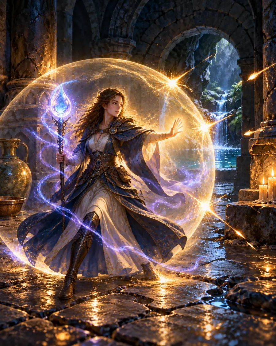 Fantasy illustration of the Protective Aura spell