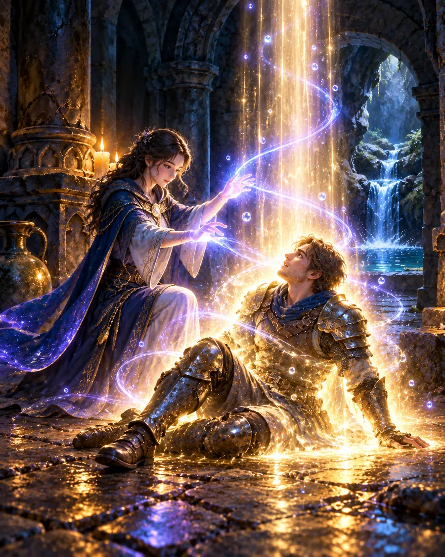 Fantasy illustration of the Greater Healing spell
