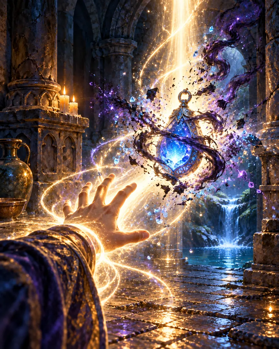 Fantasy illustration of the Break Curse spell