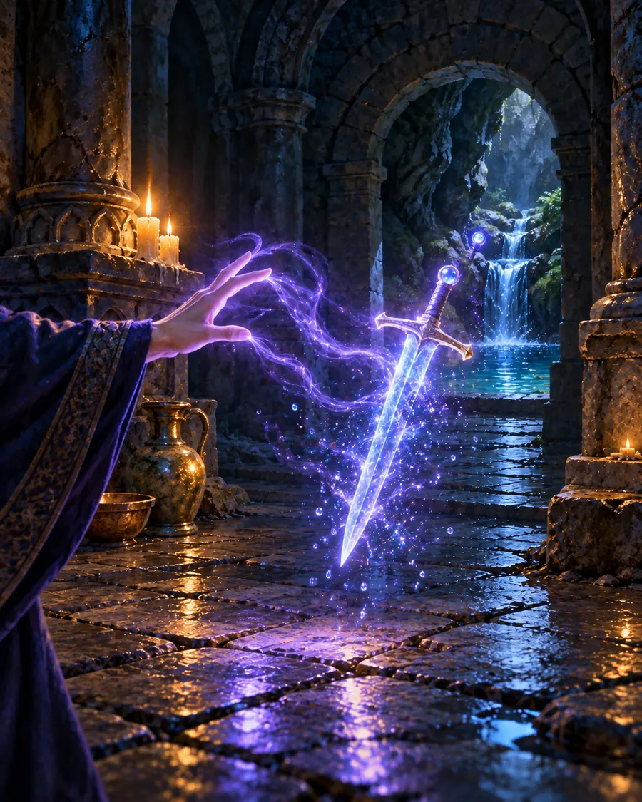 Fantasy illustration of the Weaken spell