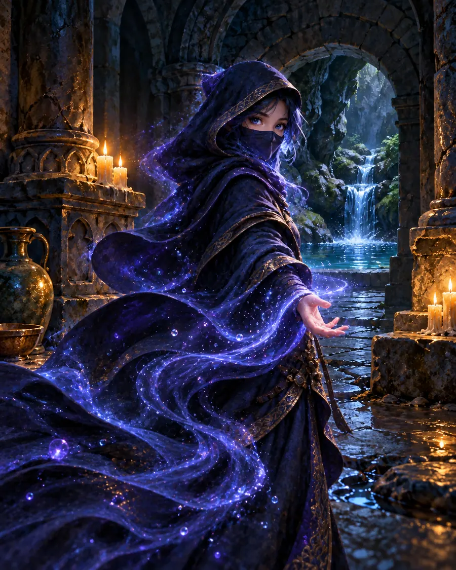 Fantasy illustration of the Shadow Cloak spell