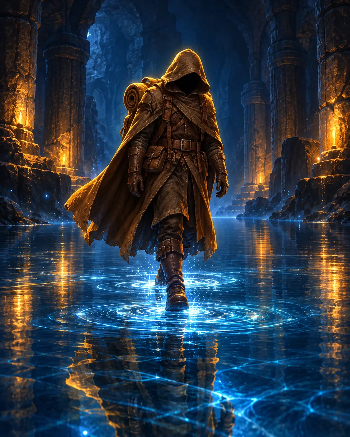 Fantasy illustration of the Walk on Water spell