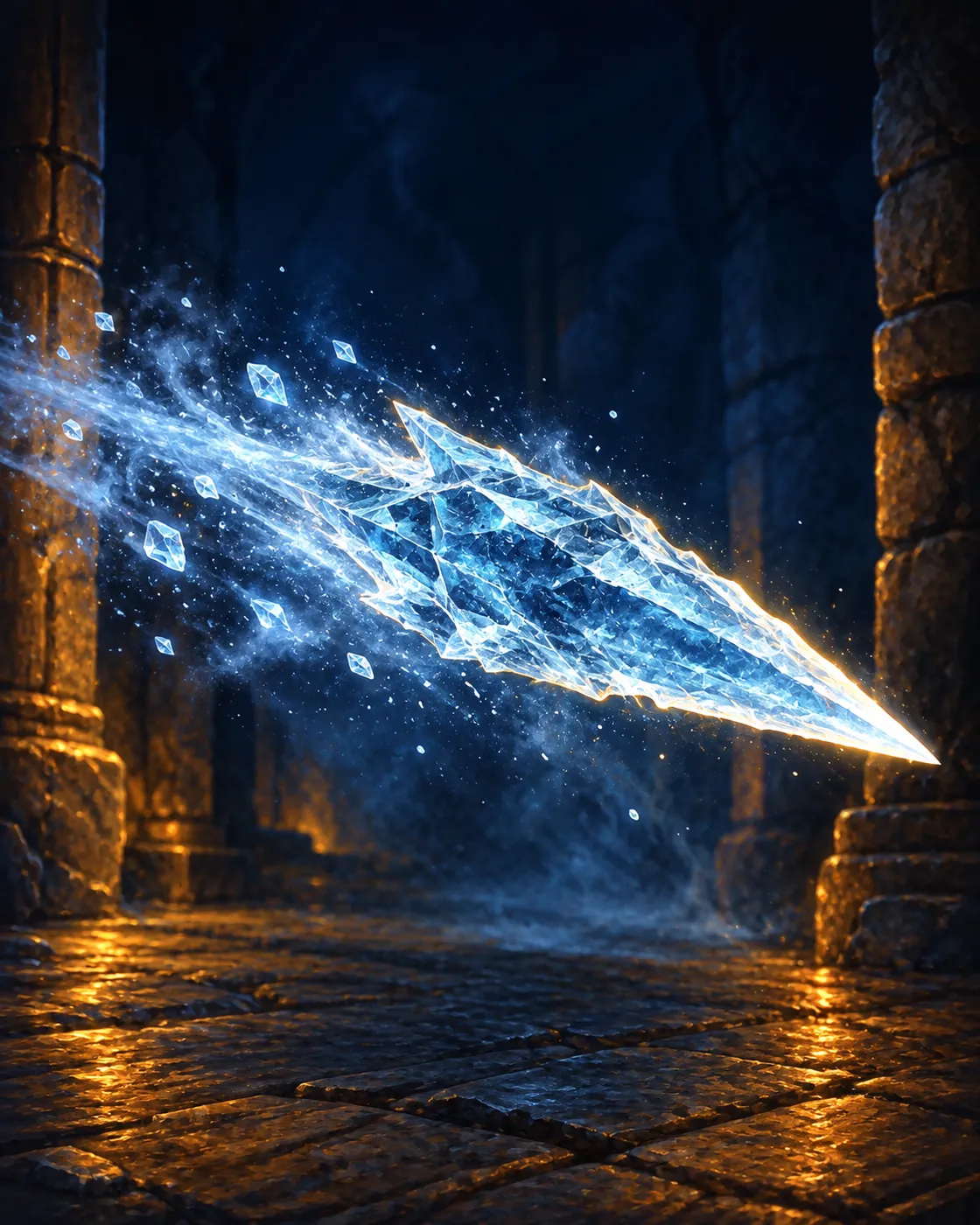 Fantasy illustration of the Ice Bolt spell