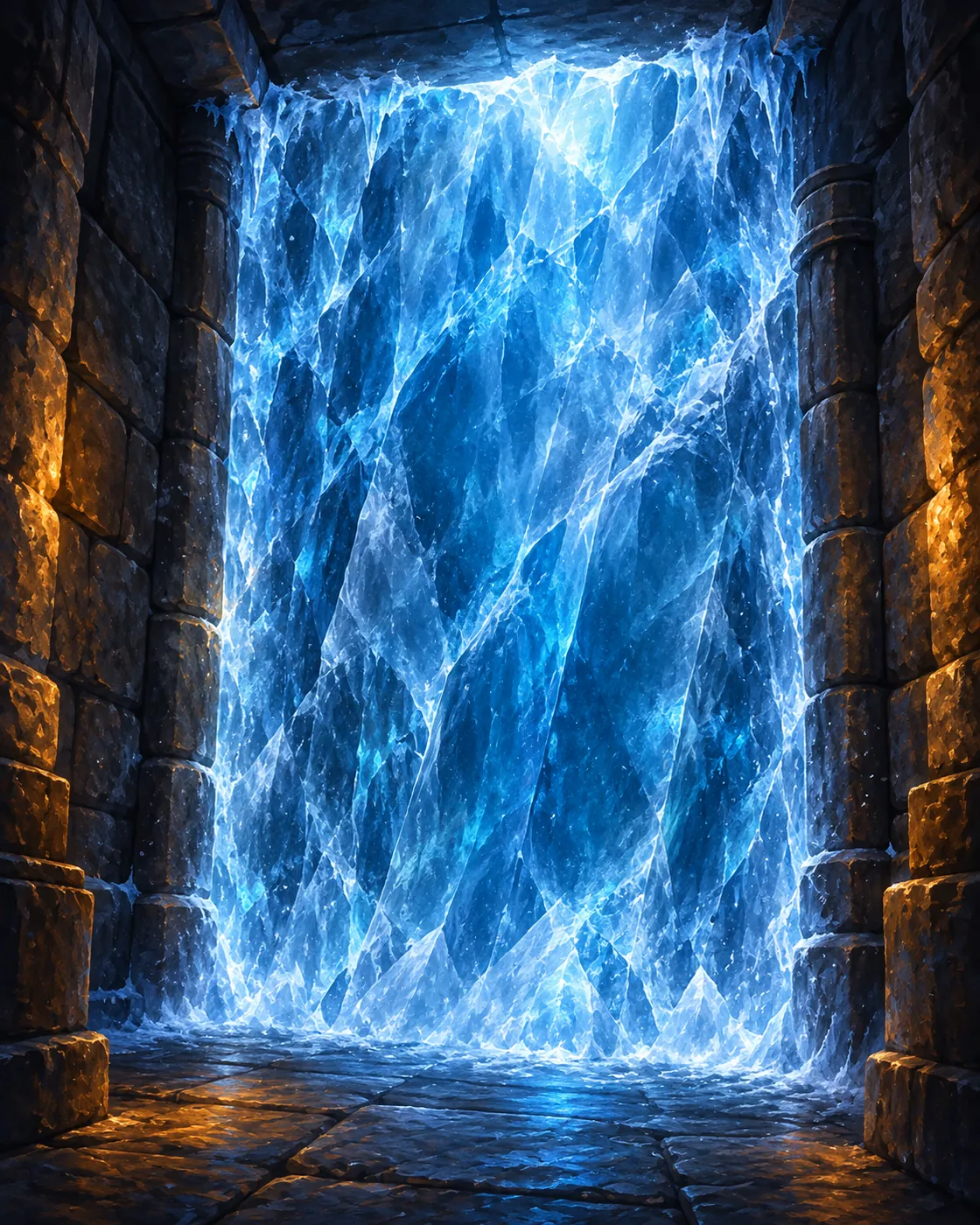 Fantasy illustration of the Ice Wall spell