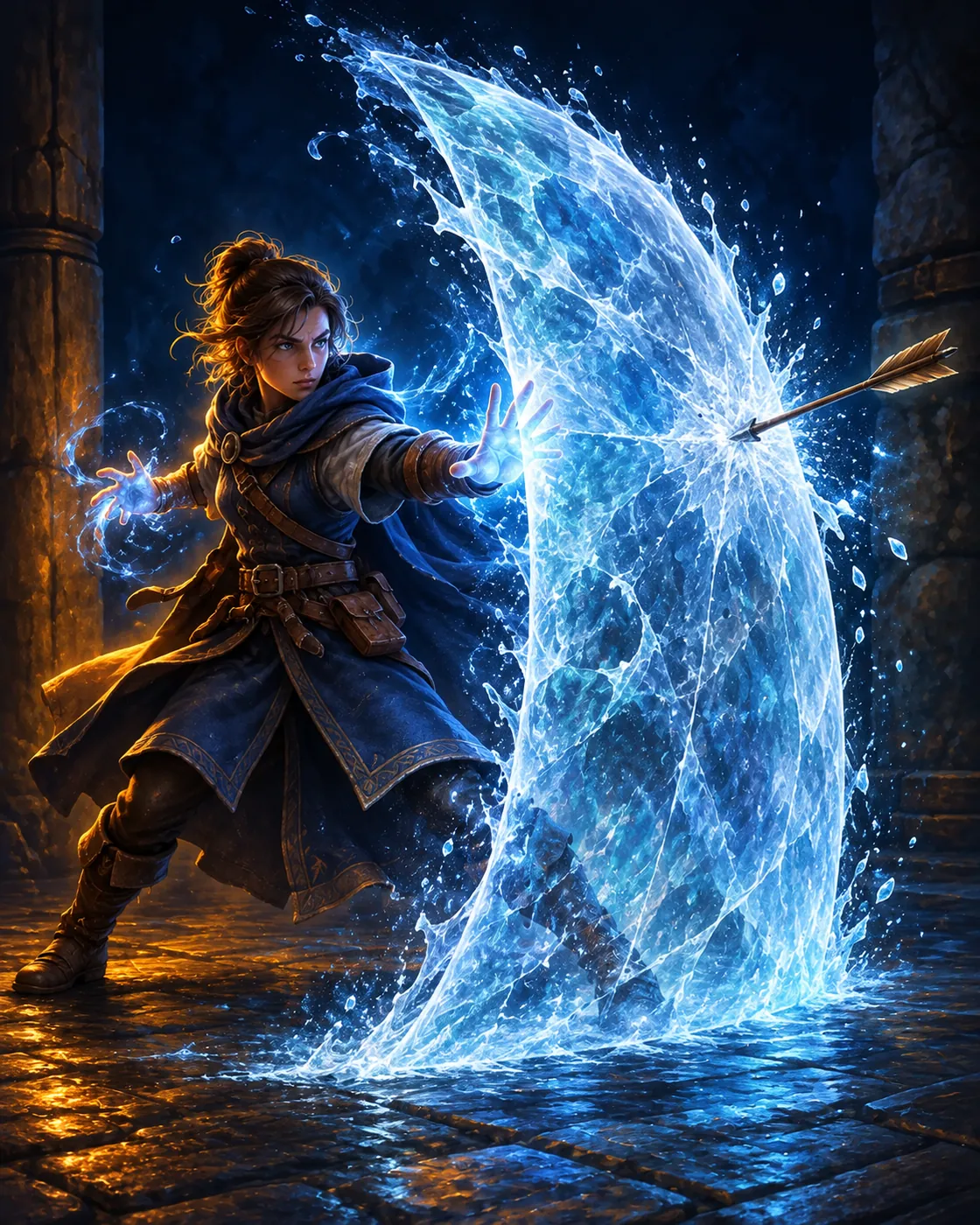 Fantasy illustration of the Ice Shield spell