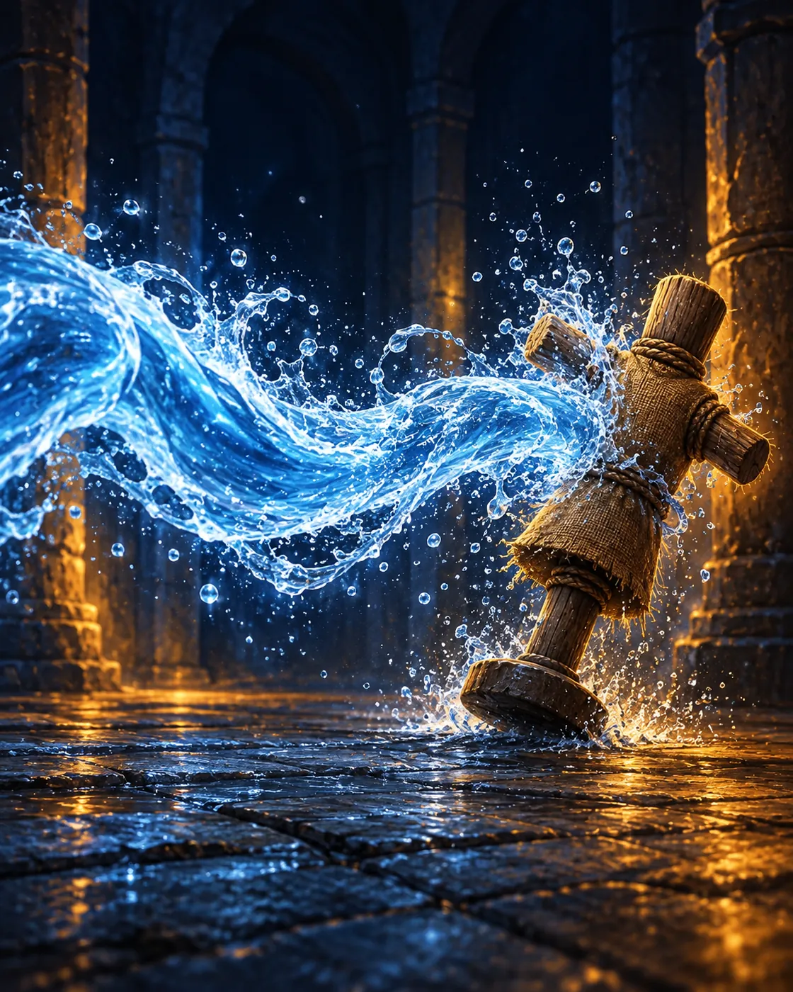 Fantasy illustration of the Water Jet spell