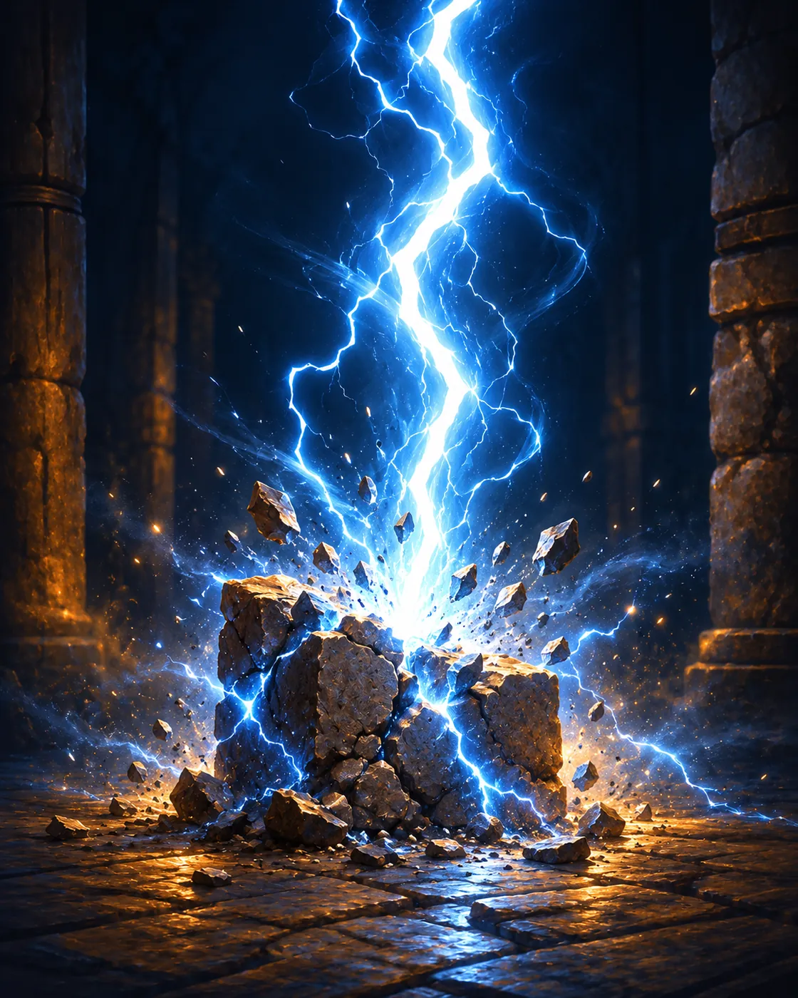 Fantasy illustration of the Thunderbolt spell