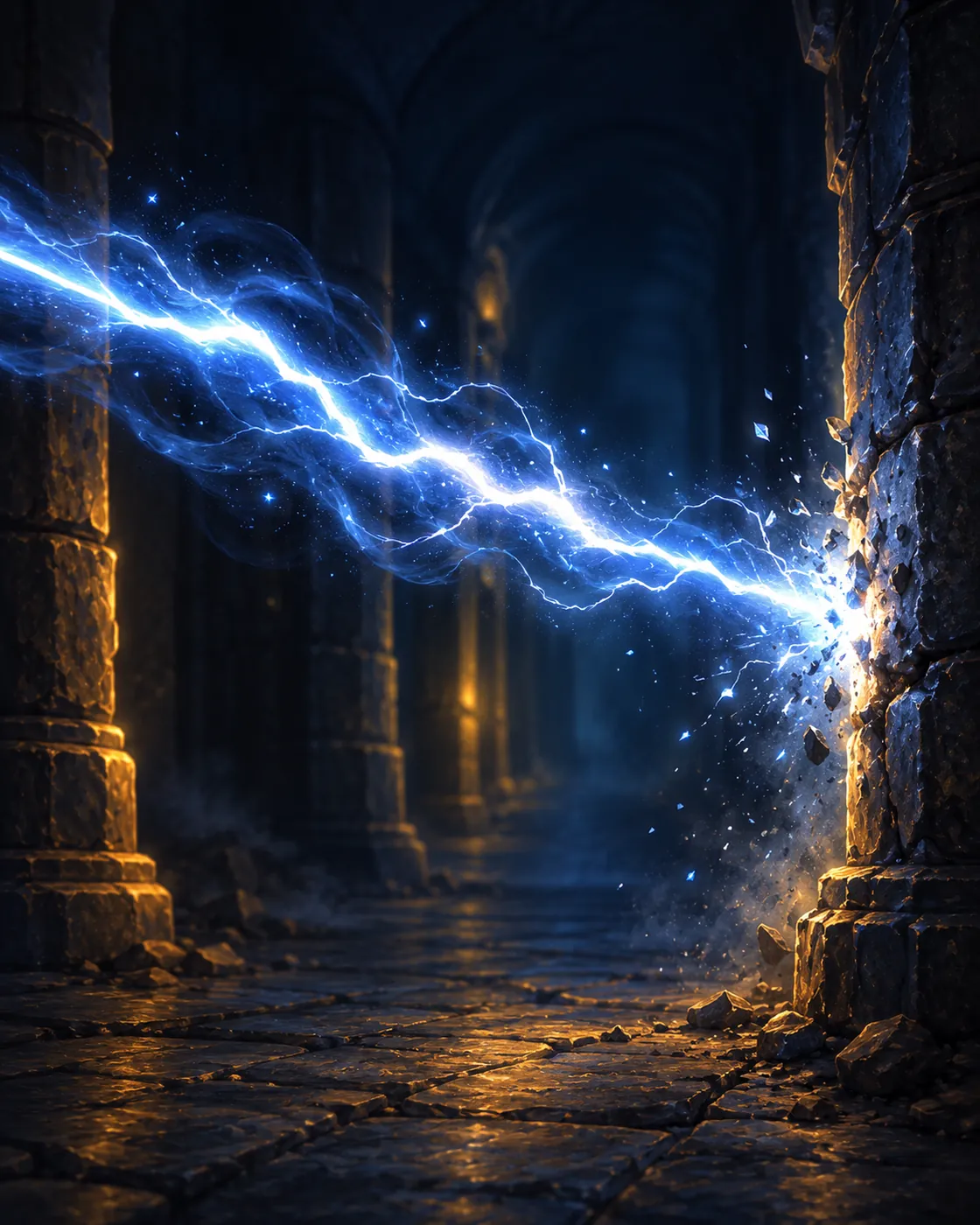 Fantasy illustration of the Lightning Bolt spell