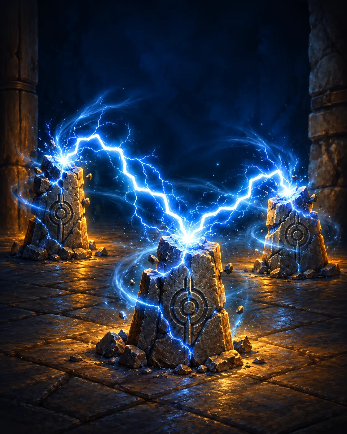 Fantasy illustration of the Chain Lightning spell