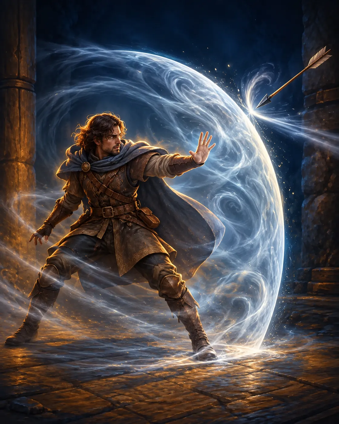 Fantasy illustration of the Wind Shield spell