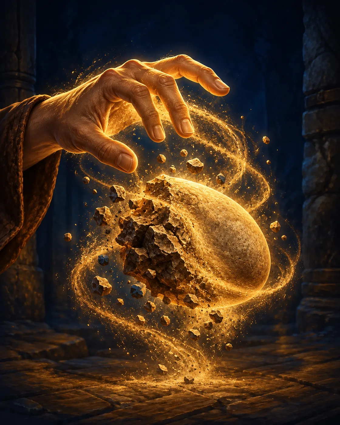 Fantasy illustration of the Stonecrafter's Touch spell