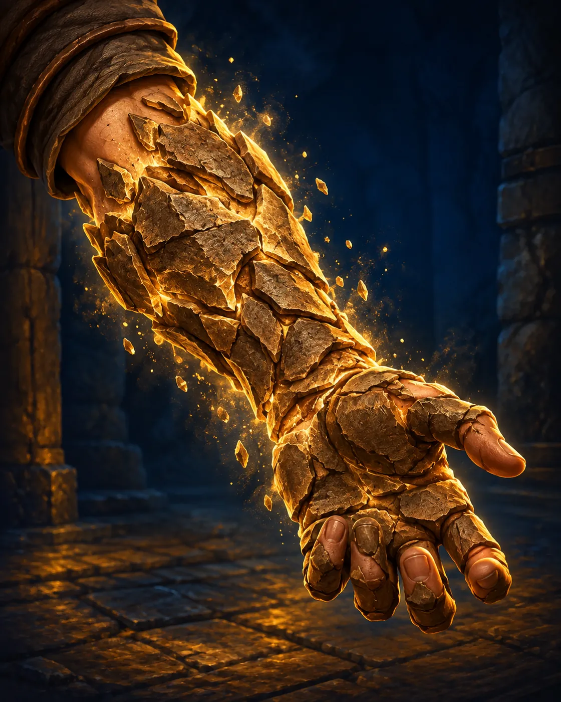 Fantasy illustration of the Stone Skin spell