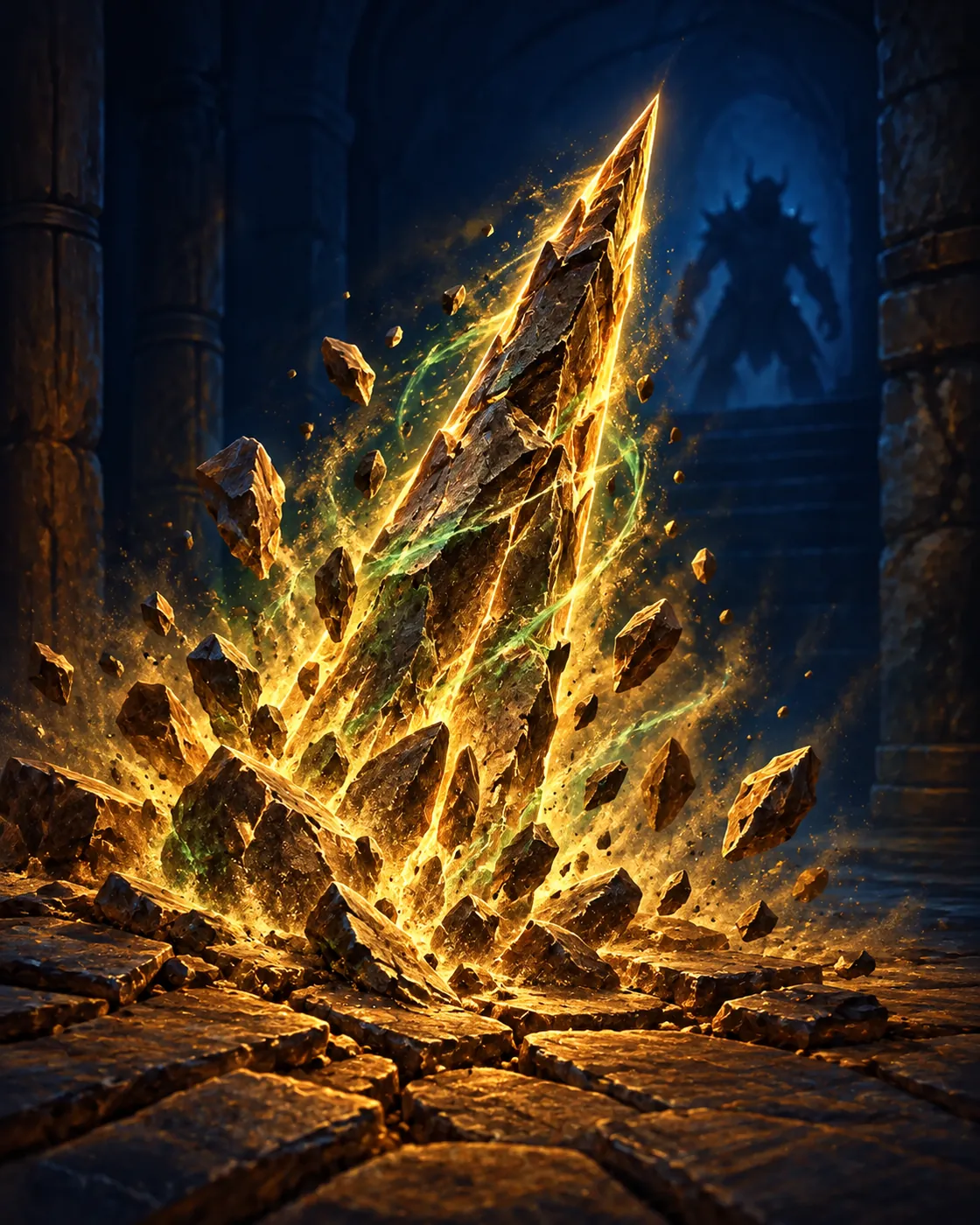 Fantasy illustration of the Stone Spear spell
