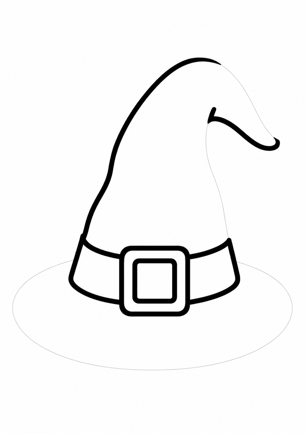 Witch Hat: LV1 tracing worksheet with thin gray guide lines for ages 3–4, free to print on A4 paper.
