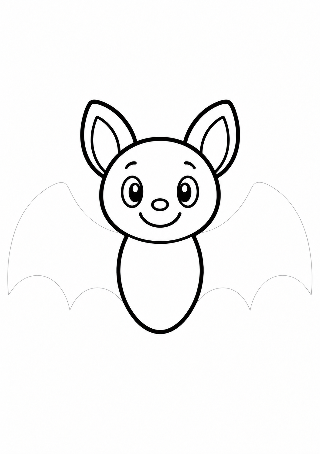 Bat with Spread Wings: LV1 tracing worksheet with thin gray guide lines for ages 3–4, free to print on A4 paper.