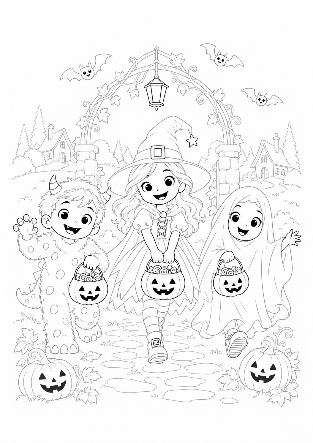 Halloween Costume Parade: LV3 tracing worksheet with thin gray guide lines for ages 7–9, free to print on A4 paper.