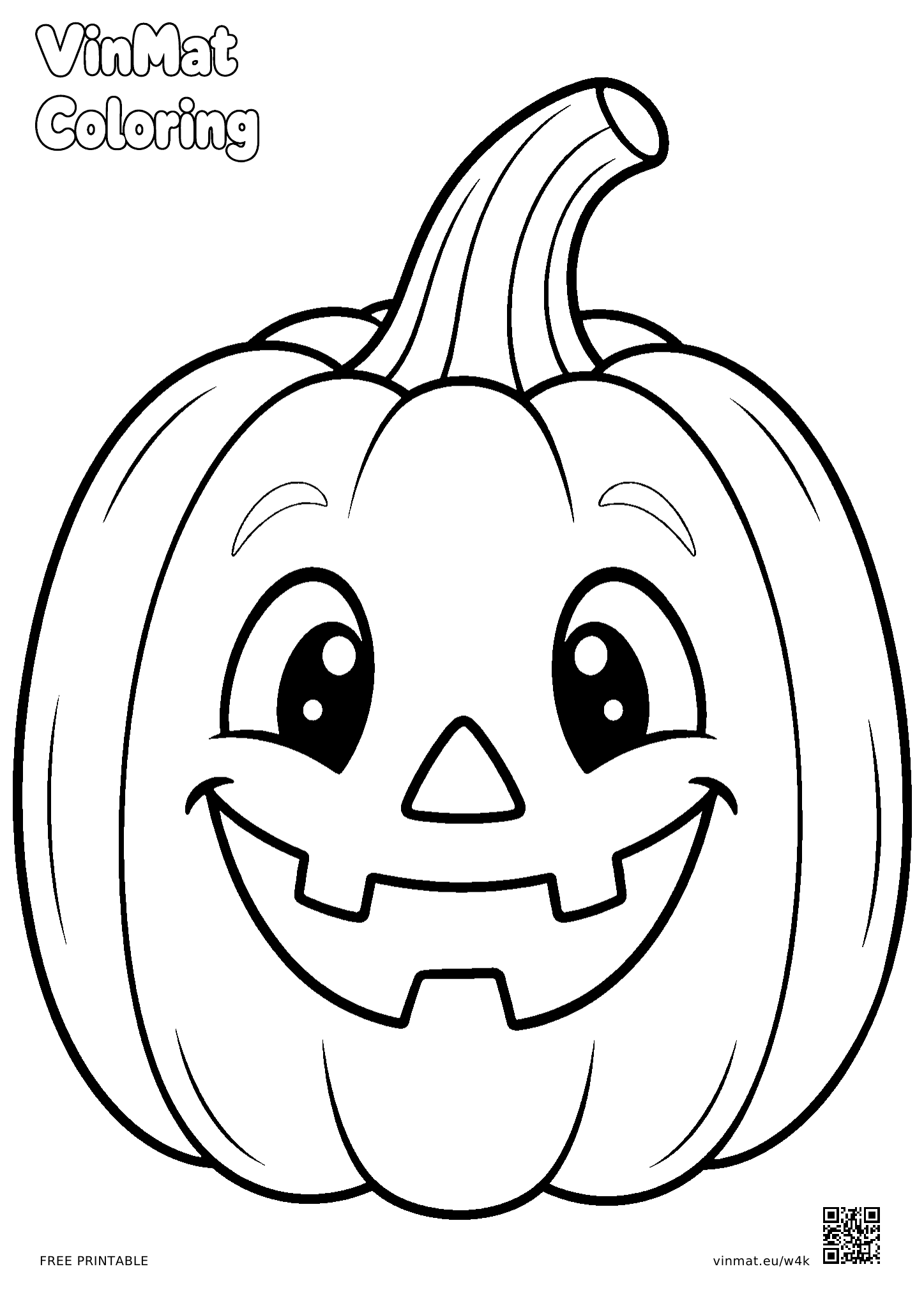 Halloween Pumpkin: simple black-and-white LV1 coloring page for children ages 3–4, free to print on A4 paper.