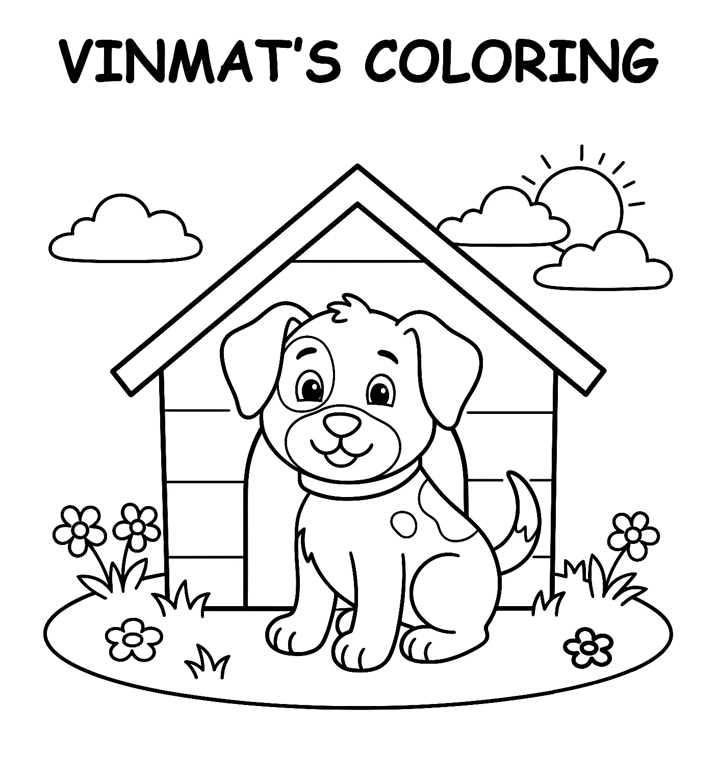 Dog in Front of the Doghouse